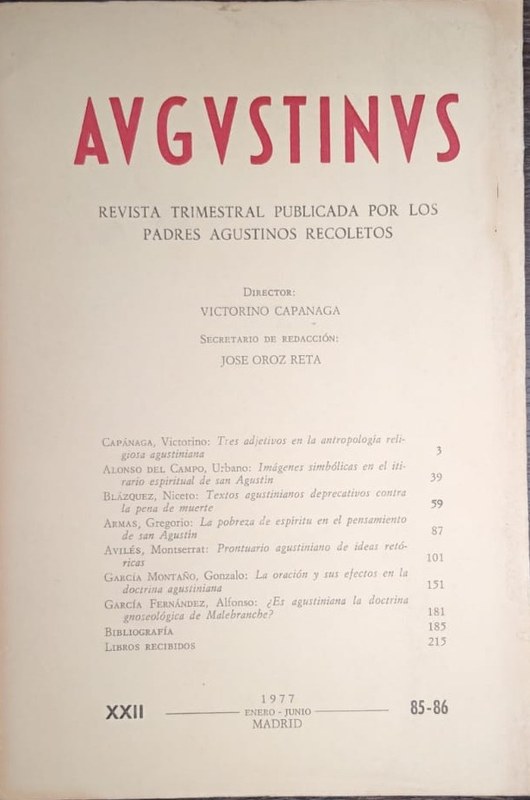 Augustinus: Revista Trimestral Publicada por los Padres Agustinos Recoletos