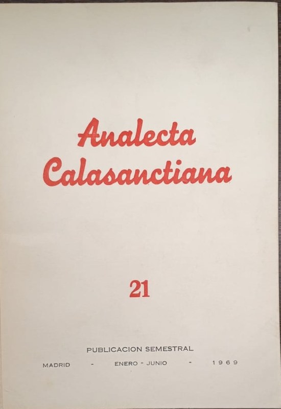 Analecta Calasanctiana: Suplemento Científico-Literario de Revista Calasancia