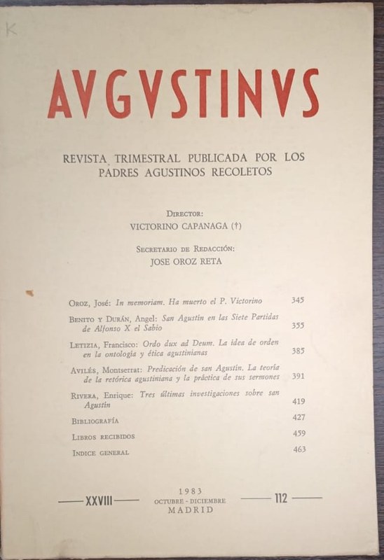 Augustinus: Revista Trimestral Publicada por los Padres Agustinos Recoletos