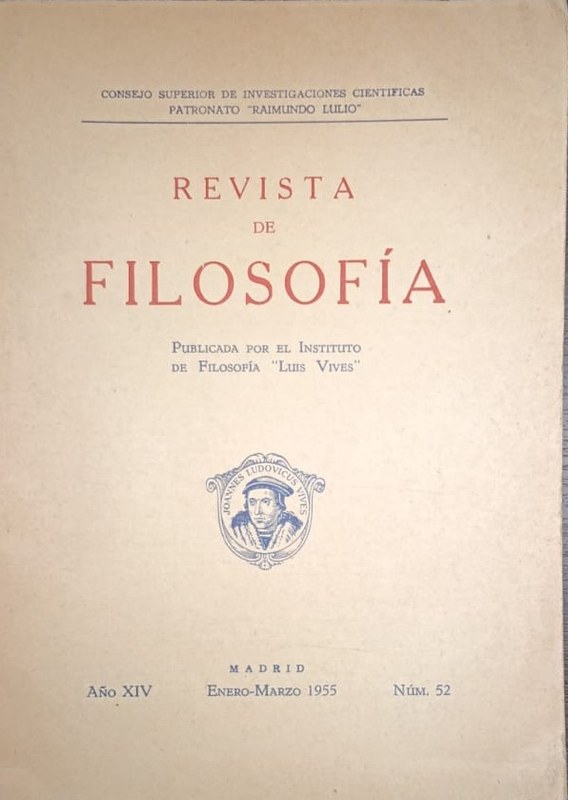 Revista de Filosofía: Publicada por el Instituto de Filosofía "Luis Vives"