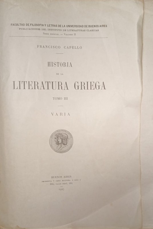 Historia de la Literatura Griega: Tomo III