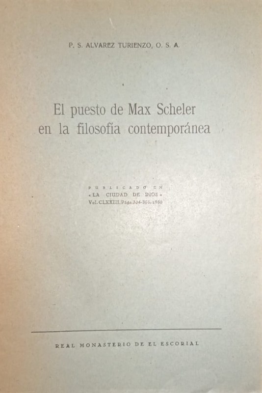 El puesto de Max Scheler en la filosofía contemporánea