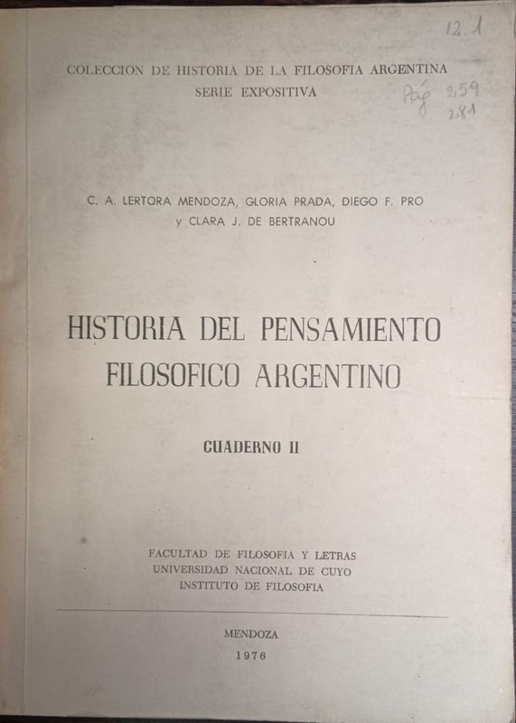Historia del Pensamiento Filosófico Argentino: Cuaderno II
