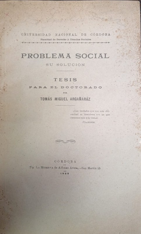 Problema Social, su solución: Tesis para el doctorado