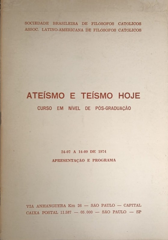 Ateísmo e Teísmo Hoje: Curso em nível de pós-graduaéâo