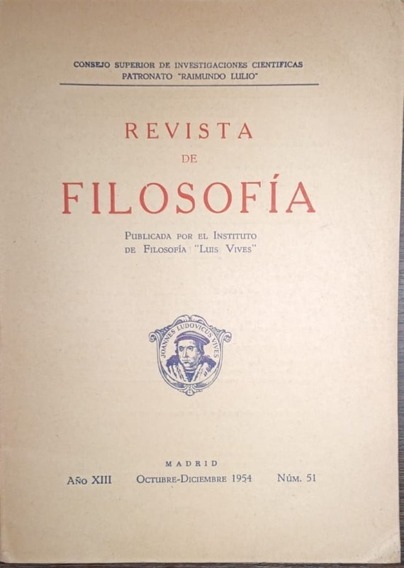 Revista de Filosofía: Publicada por el Instituto de Filosofía "Luis Vives"