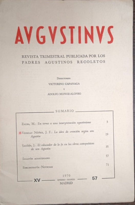 Augustinus: Revista trimestral publicada por los padres Agustinos Recoletos