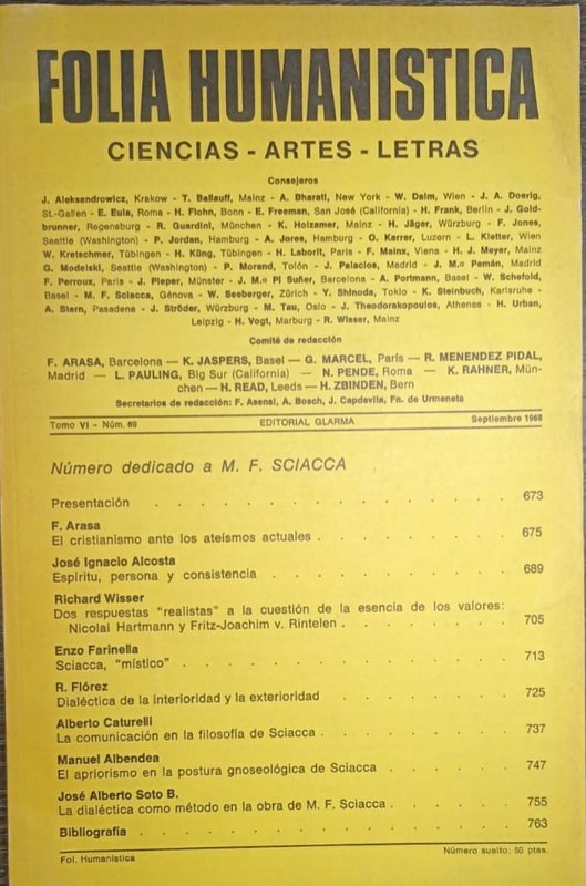 Folia Humanistica: Ciencias-Artes-Letras