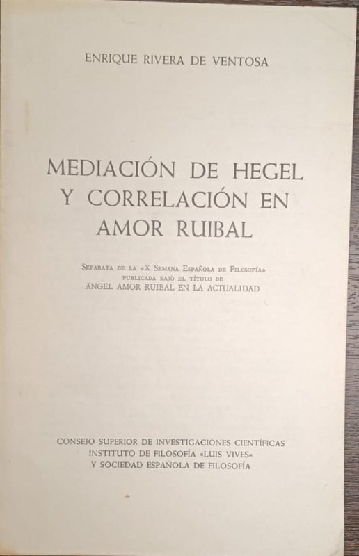 Mediación de Hegel y correlación en Amor Ruibal