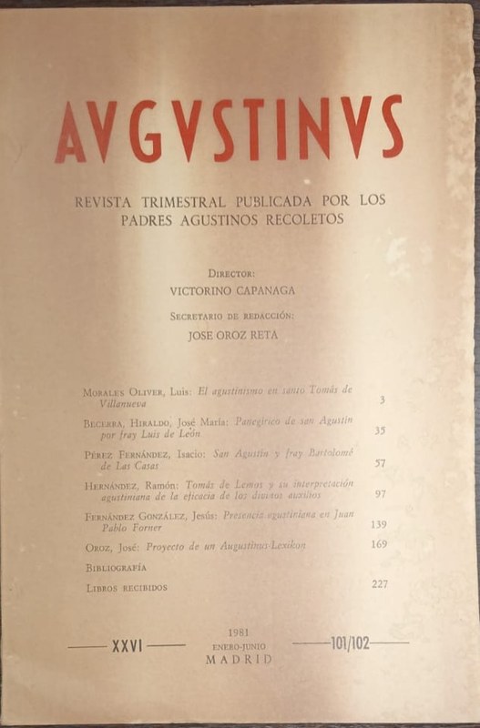 Augustinus: Revista Trimestral Publicada por los Padres Agustinos Recoletos