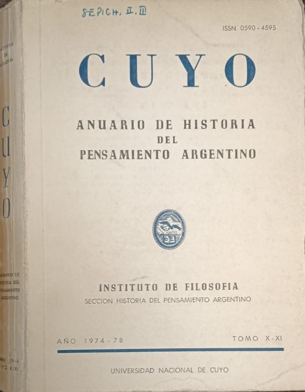Cuyo: Anuario de Historia del Pensamiento Argentino