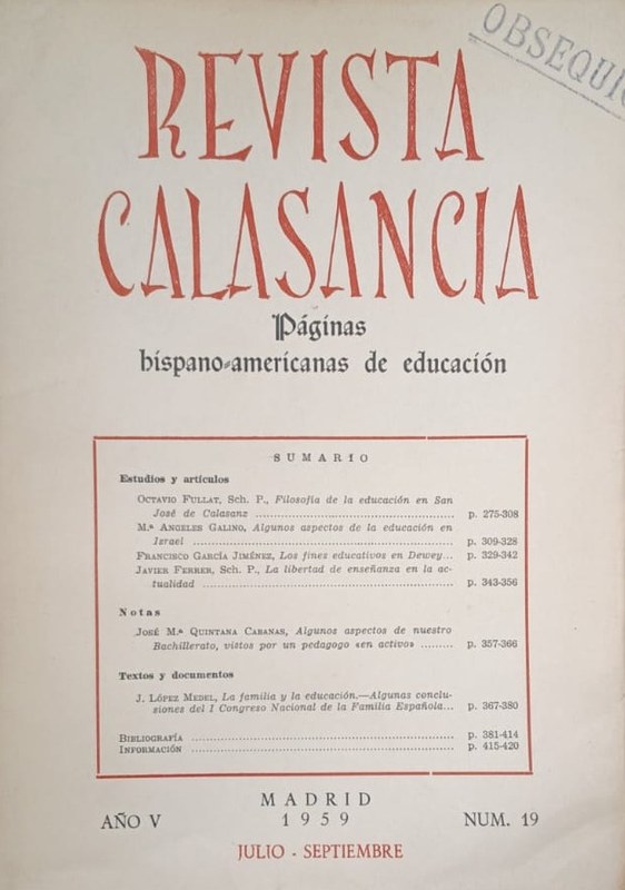Revista Calasancia: Páginas hispanoamericanas de educación