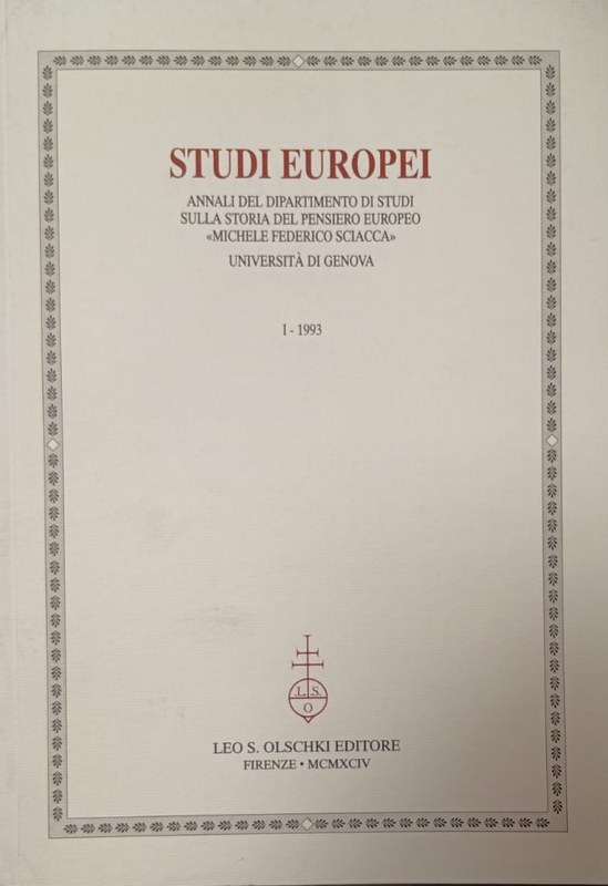 Studi Europei: Annali del Dipartimento di Studi sulla storia del pensiero europeo "Michele Federico Sciacca"