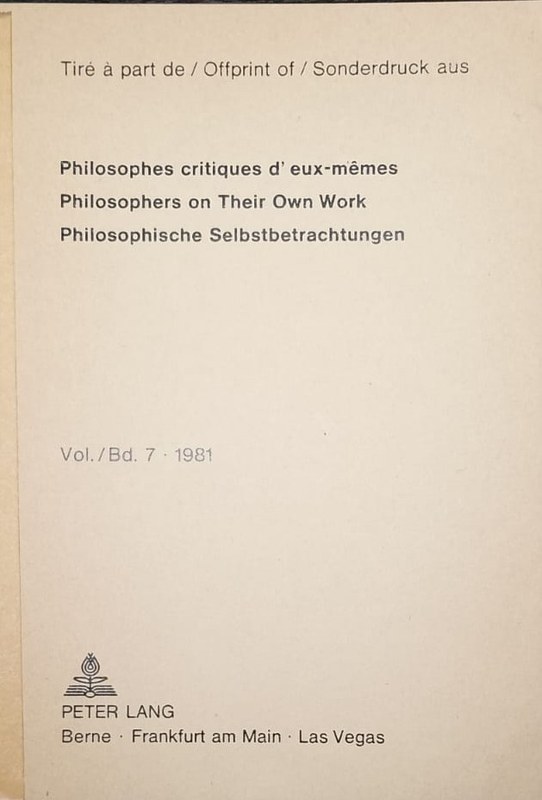 Mi realismo interiorista: Philosophes critiques d´eux-mêmes