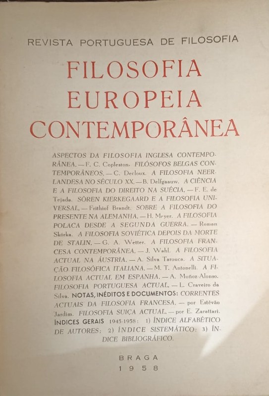 Revista Portuguesa de Filosofía: Filosofía Europeia Contemporánea