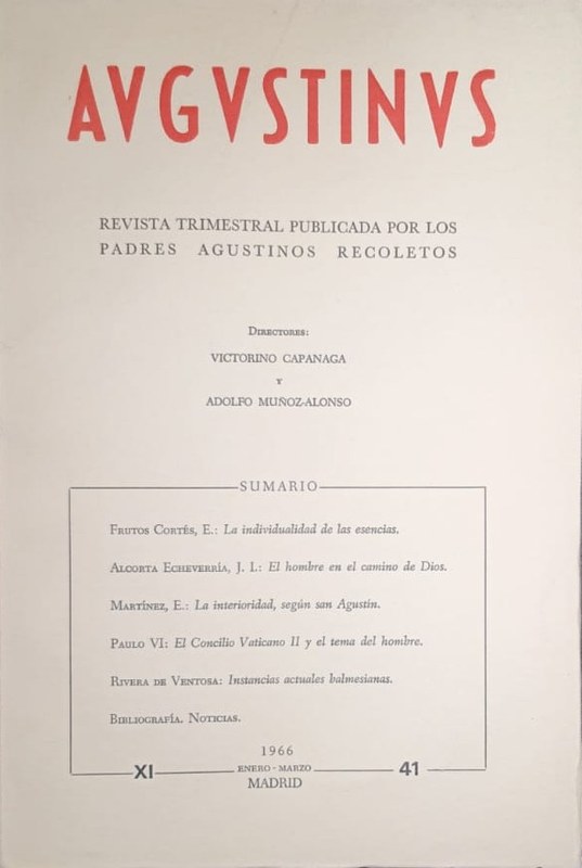 Augustinus: Revista trimestral publicada por los padres Agustinos Recoletos