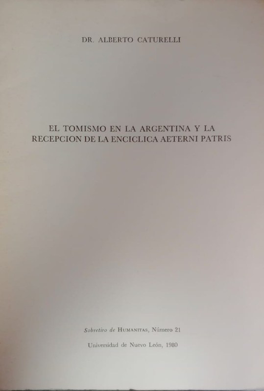El Tomismo en la Argentina y la recepción de la encíclica Aeterni Patris