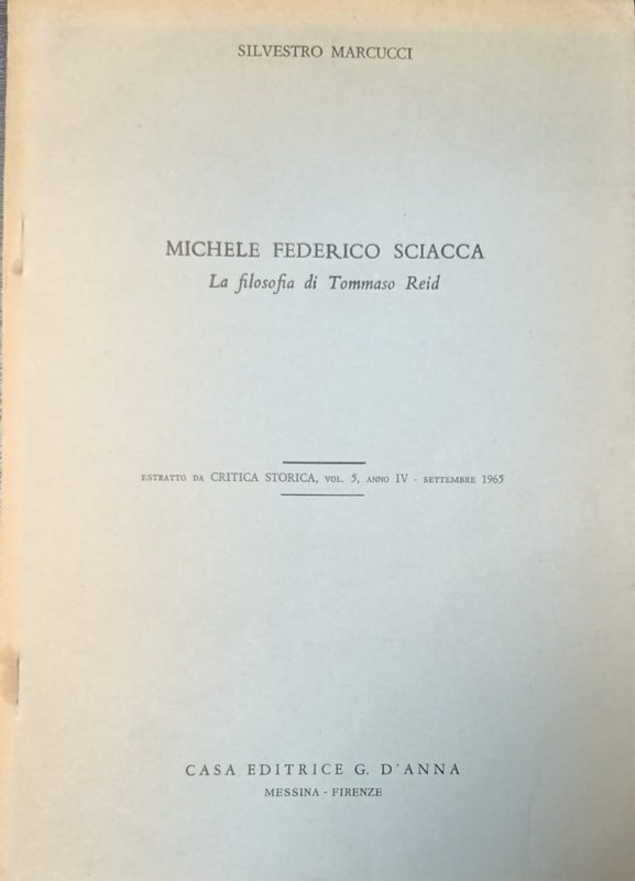 Michele Federico Sciacca: La filosofia di Tommaso Reid