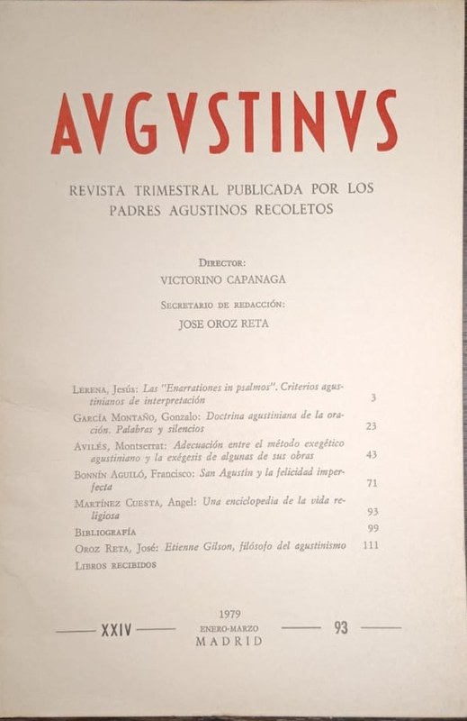 Augustinus: Revista Trimestral Publicada por los Padres Agustinos Recoletos