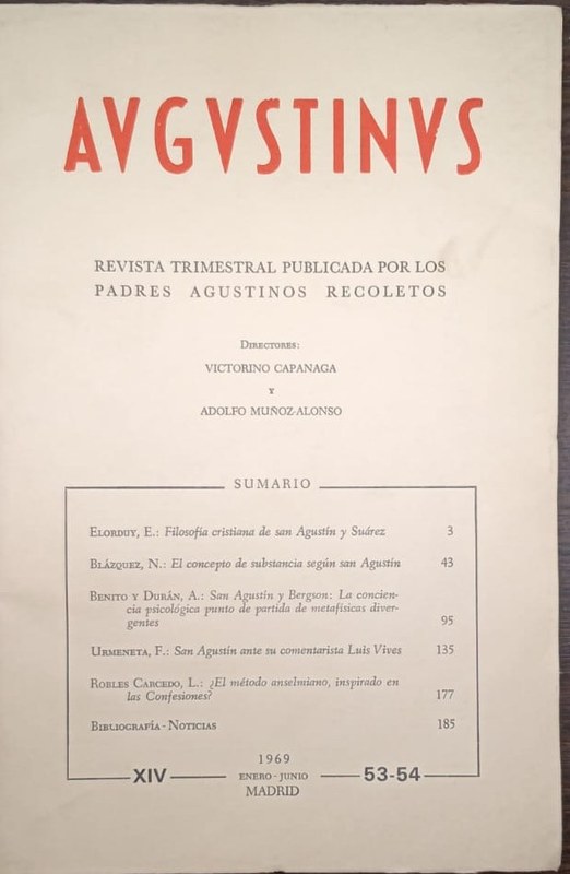 Augustinus: Revista trimestral publicada por los padres Agustinos Recoletos