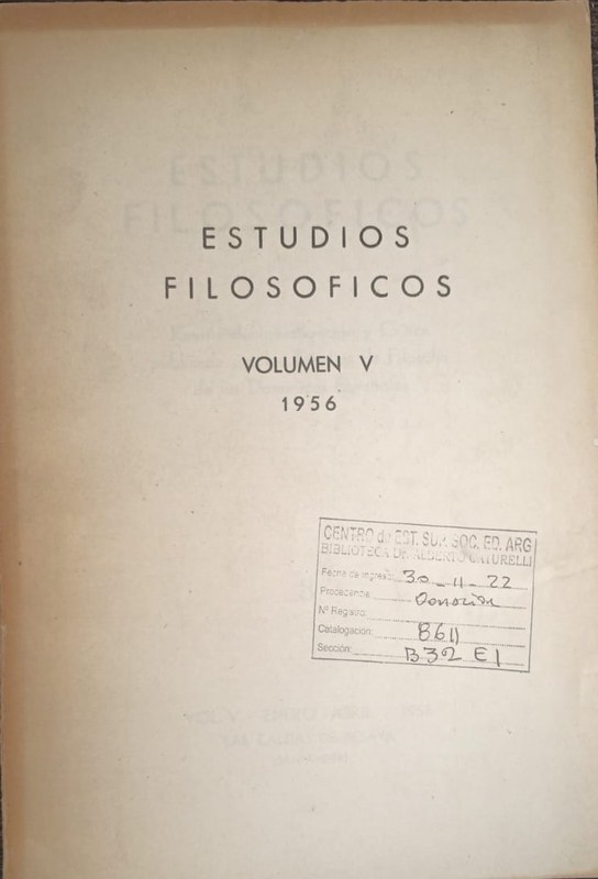 Estudios Filosóficos: Nro 8 Vol V Enero-Abril 1956