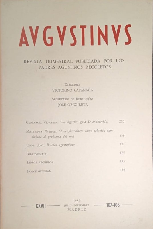 Augustinus: Revista Trimestral Publicada por los Padres Agustinos Recoletos