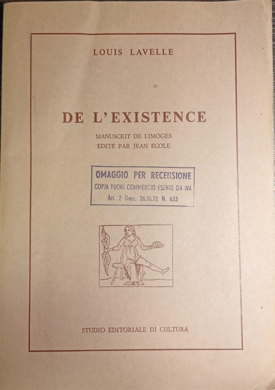 De l´existence: -Manuscrit de Limoges édité par Jean Ecole-