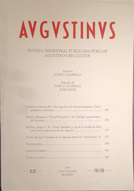 Augustinus: Revista Trimestral publicada por los Agustinos Recoletos