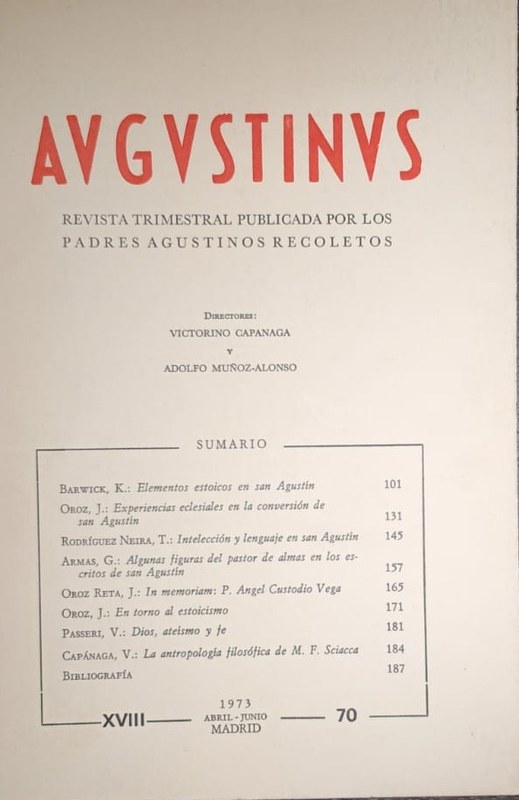 Augustinus: Revista Trimestral Publicada por los Padres Agustinos Recoletos
