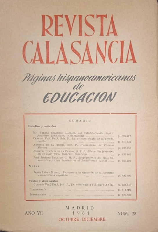 Revista Calasancia: Páginas hispanoamericanas de Educación