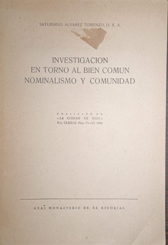 Investigación en torno al bien común, nominalismo y comunidad