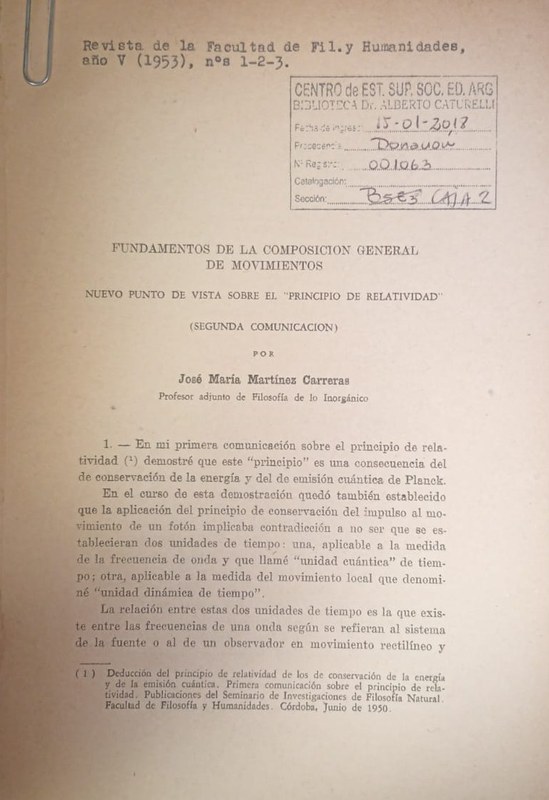 Fundamentos de la Composición General de Movimientos: Nuevo punto de vista sobre el Principio de la Relatividad