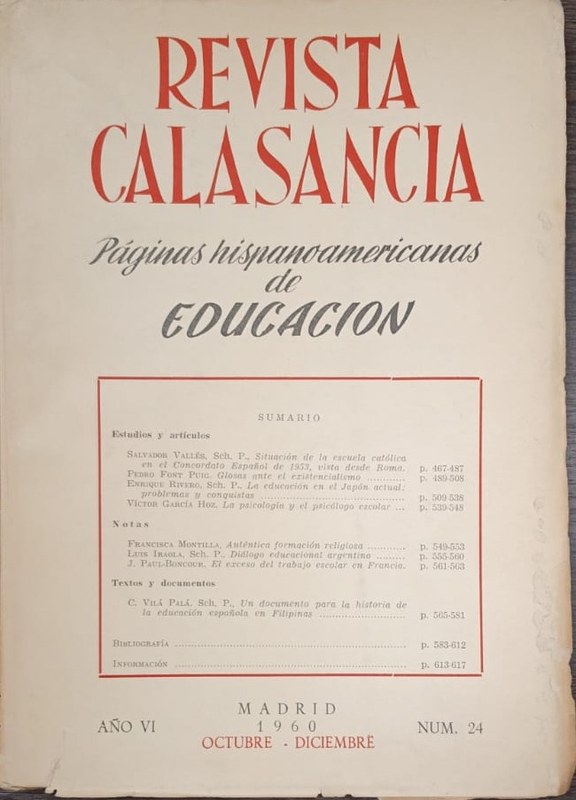 Revista Calasancia: Páginas hispanoamericanas de Educación