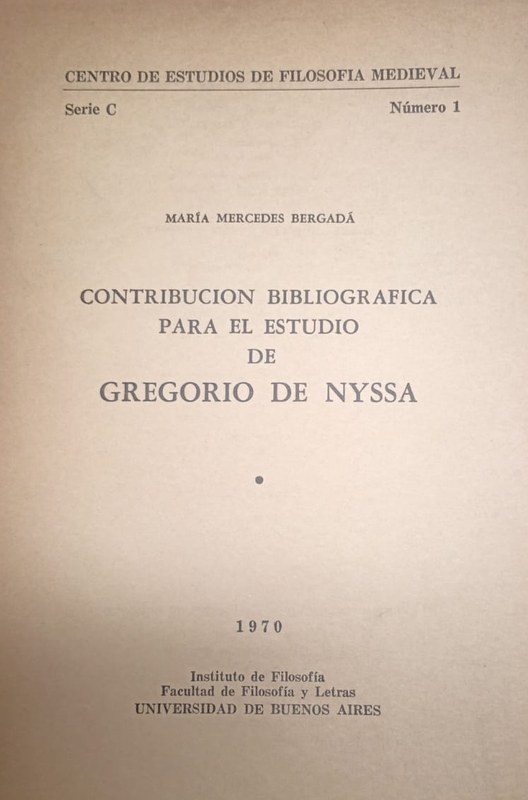 Contribución bibliográfica para el estudio de Gregorio de Nyssa
