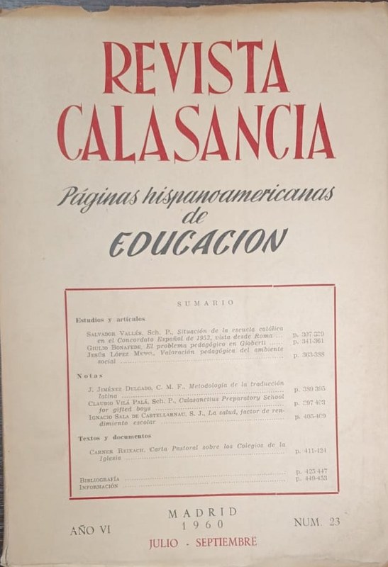 Revista Calasancia: Páginas hispanoamericanas de Educación