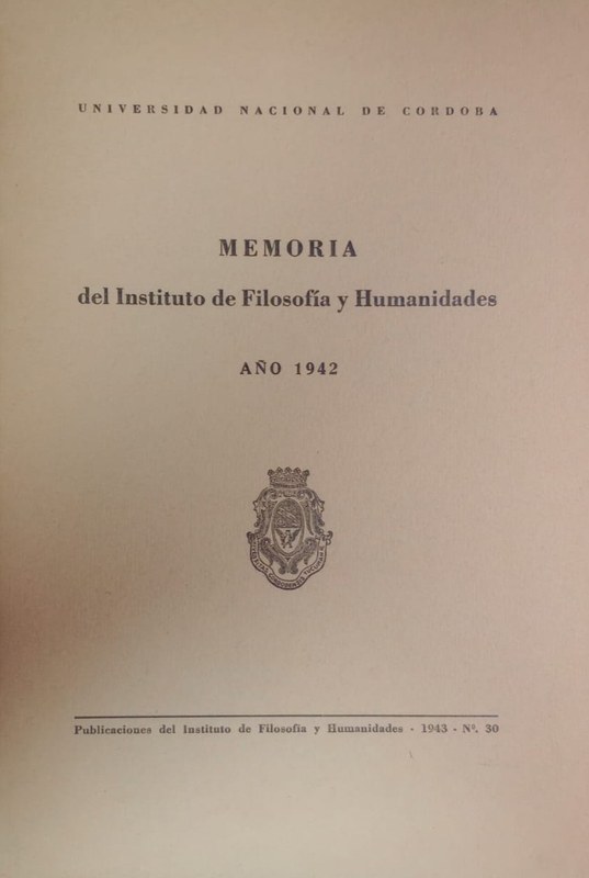 Memoria del Instituto de Filosofía y Humanidades: Año 1942