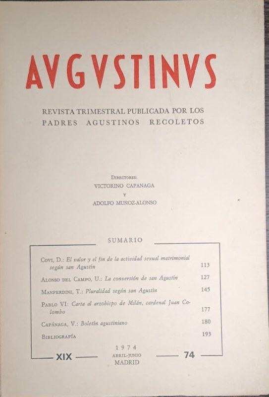 Augustinus: Revista Trimestral Publicada por los Padres Agustinos Recoletos