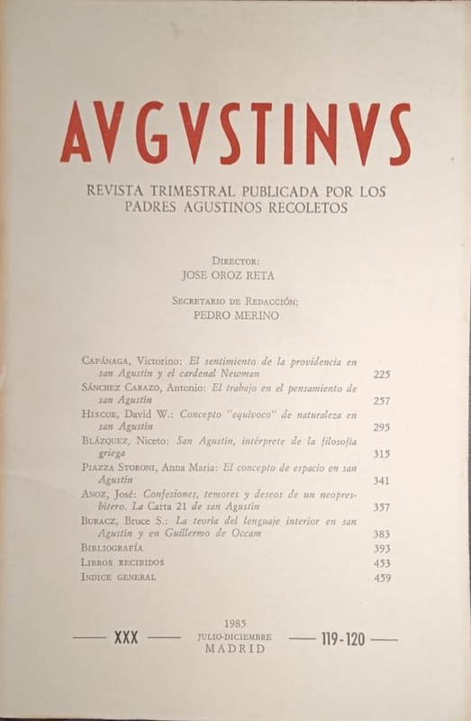 Augustinus: Revista Trimestral Publicada por los Padres Agustinos Recoletos