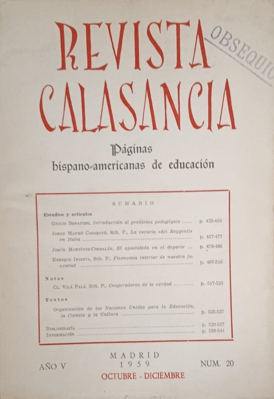 Revista Calasancia: Páginas hispanoamericanas de educación