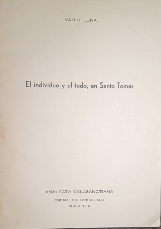 El individuo y el todo, en Santo Tomás