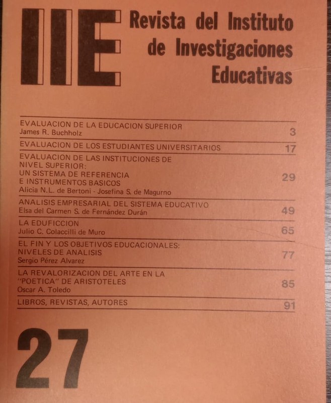 Revista del Instituto de Investigaciones Educativas: Año 6, Nro 27