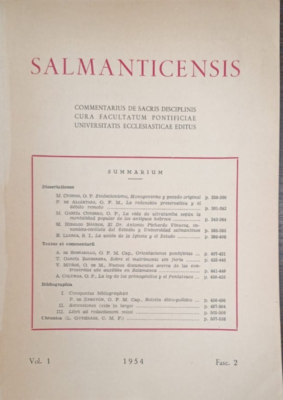 Salmanticensis: Commentarius de Sacris Disciplinis cura Facultatum Pontificiae Universitatis Ecclesiasticae Editus