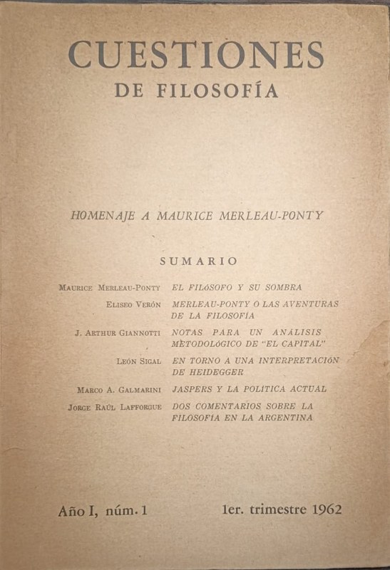 Cuestiones de Filosofía: Homenaje a Maurice Merleau-Ponty