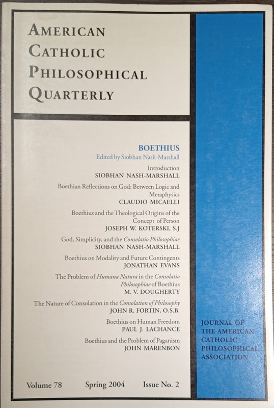 American Catholic Philosophical Quarterly: Boethius / Edited by Siobhan Nash-Marshall