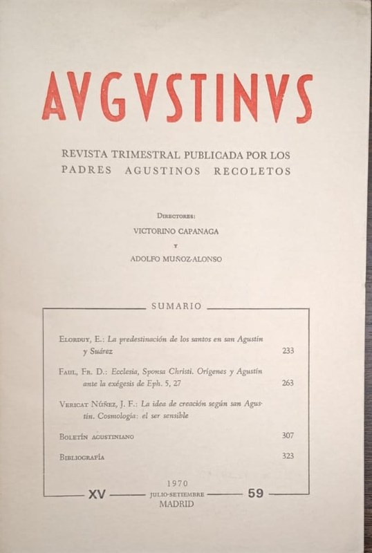 Augustinus: Revista trimestral publicada por los padres Agustinos Recoletos