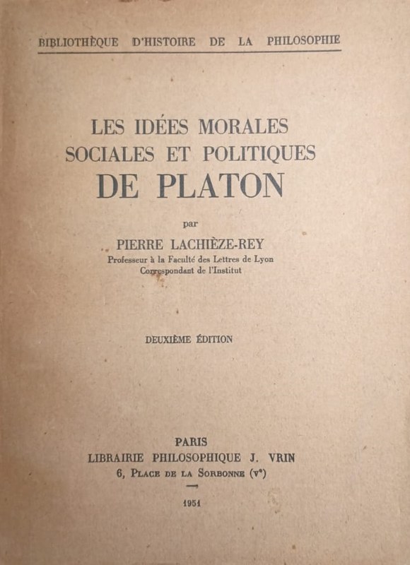 Les idèes morales et politiques de Platon