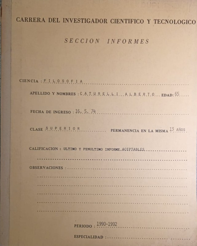 Informe para el Conicet (1990-1992)
