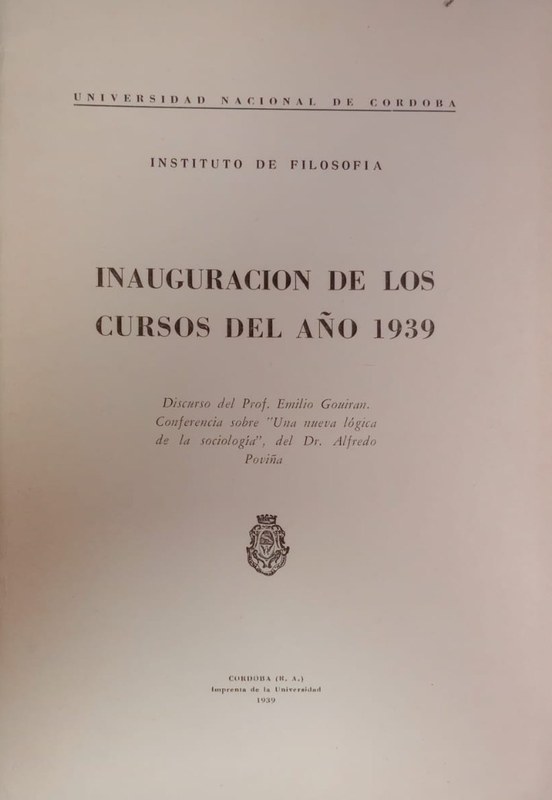Inauguración de los cursos del año 1939: Discurso del Prof. Emilio Gouiran