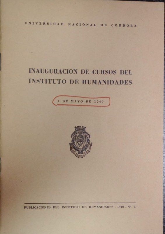 Inauguración del Curso del Instituto de Humanidades: 7 de mayo de 1940
