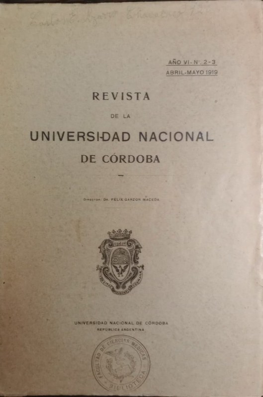 Revista de la Universidad Nacional de Córdoba: Año VI, Nro 2-3, abril-mayo 1919